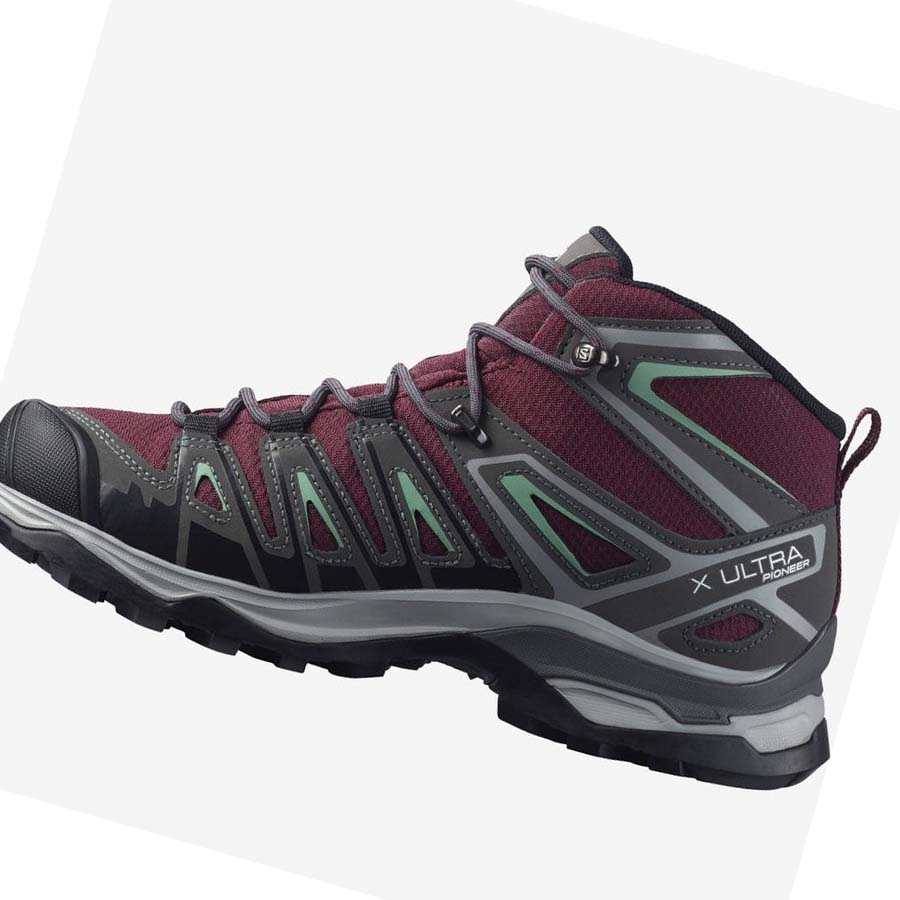 Salomon WoX ULTRA PIONEER MID CLIMASALOMON™ WATERPROOF Kadın Yürüyüş Ayakkabısı Kırmızı | TR 2793JPQ